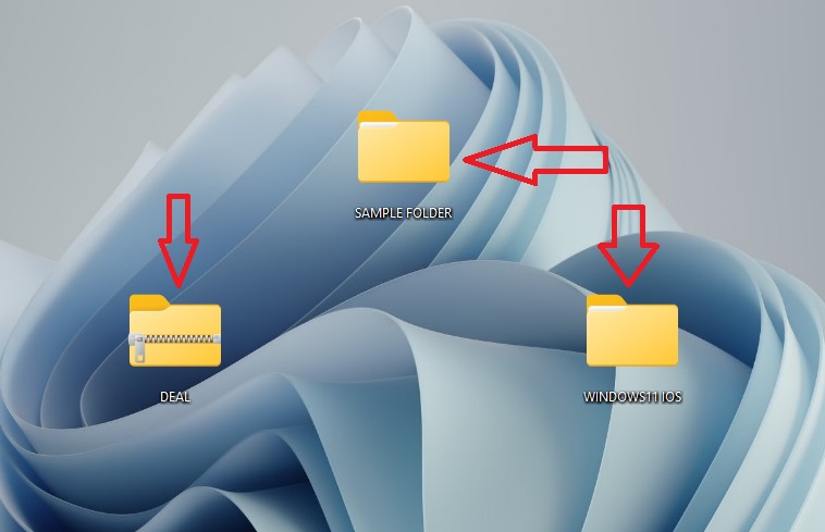 Folders in computer desktop indicated