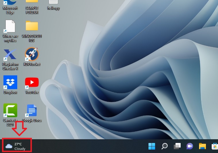 The new position of Widgets icon at the taskbar