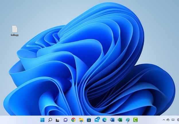 The default desktop look of Windows 11 Operating System after installation