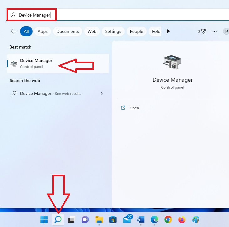 About to open Device Manager in Windows 11 using Search