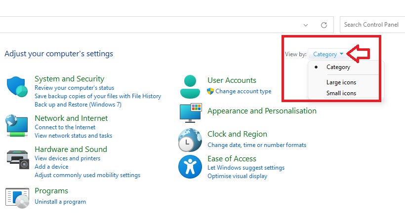 About to access Device Manager through Control Panel