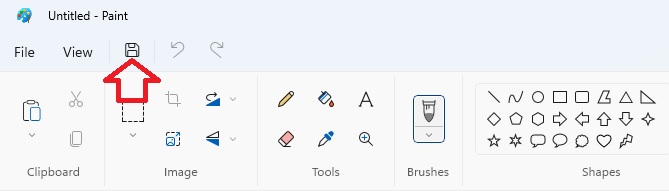 The Paste icon of the Paint app specified